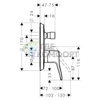 Смеситель Hansgrohe Metris Classic для ванны с душем - фото 2