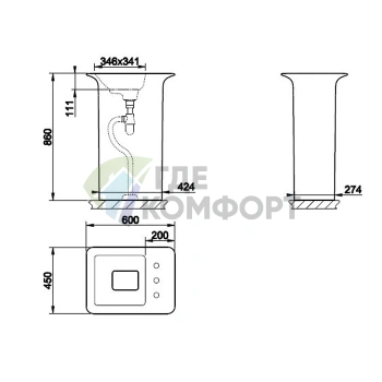Напольная раковина Gessi iSpa 60x45 см, матовый белый - фото 2