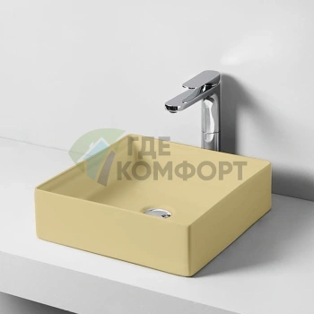Раковина накладная Artceram Scalino 38x38 см без отверстия, цвет Giallo Zinco (SCL001 12 00) - фото 1