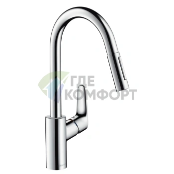 Кухонный смеситель Hansgrohe Focus с выдвижным изливом, хром (31815000) - фото 1