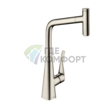 Кухонный смеситель Hansgrohe Metris Select с поворотным изливом, цвет нержавеющая сталь (14857800) - фото 1