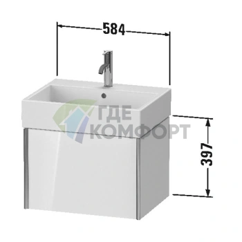 Подвесная тумба Duravit XViu с ящиком, цвет walnut dark/черный матовый (XV42340B221) - фото 2