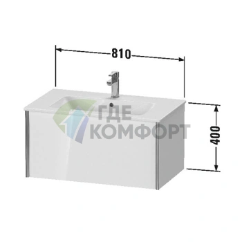 Подвесная тумба Duravit XViu 400x810x480 мм, белая глянцевая, с выдвижным отделением (XV40260B122) - фото 2