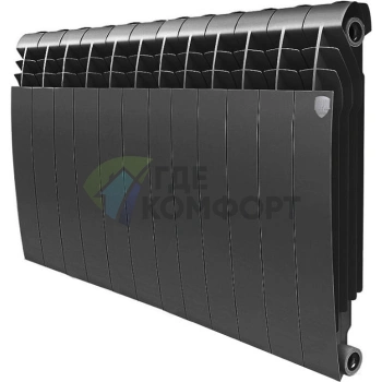 Радиатор биметаллический Royal Thermo BiLiner Noir Sable 500 12 секций-черный - фото 1