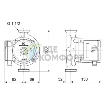 Циркуляционный насос Grundfos UPS 25-120 180 - фото 3