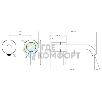 Стильный встраиваемый смеситель GESSI 316 в теплом бронзовом оттенке (54086#726) - фото 2