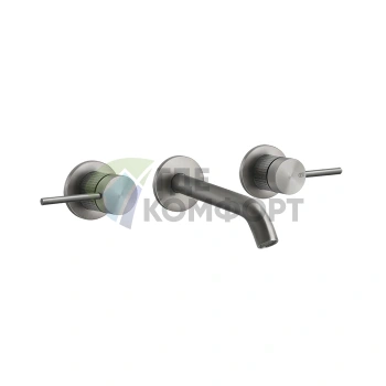 Встраиваемый смеситель GESSI 316 для раковины на 3 отверстия, цвет Steel Brushed (54292#239) - фото 1