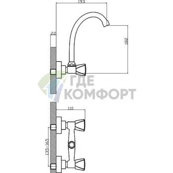 Смеситель для кухни Rossinka N N02-73 высокого давления - фото 2