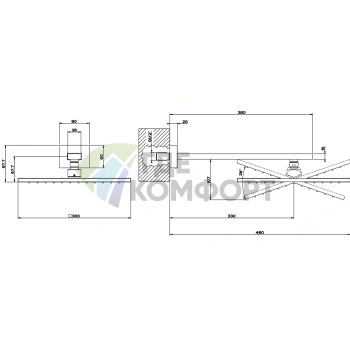 Настенный верхний душ Gessi Rettangolo 300x300 мм, хром (15185#031) - фото 2