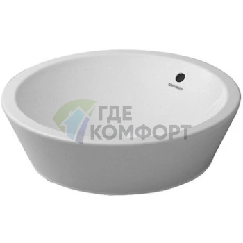 Накладная круглая раковина Duravit 530 мм без отверстия, с переливом, белая (447530000) - фото 1