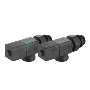Набор дизайн-вентилей Royal Thermo CUBE 1/2 черный, RTE 56.0004, НС-1422573 - фото 2