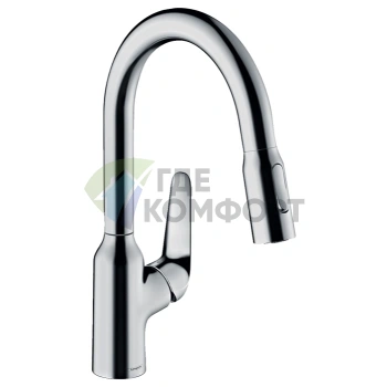 Кухонный смеситель Hansgrohe Focus M42 с вытяжным душем и поворотным изливом (71821000) - фото 1