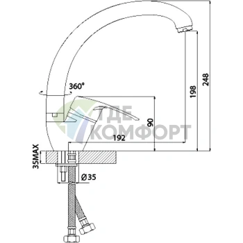 Кухонный смеситель Rossinka F F40-23 с выдвижным изливом - фото 2