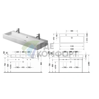 Раковина Duravit Vero для мебели без перелива, 1200x470 мм, белая (454120043) - фото 2