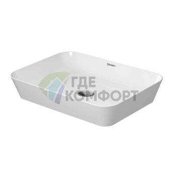 Раковина Duravit Cape Cod накладная квадратная 55 см белая без отверстия (2347550000) - фото 1