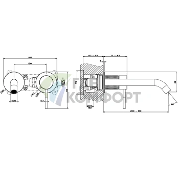 Встраиваемый смеситель GESSI для раковины в матовом чёрном цвете PVD (54486#707) - фото 2