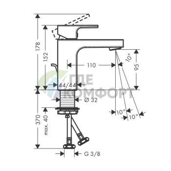 Смеситель для раковины Hansgrohe Vernis Shape 100 хром с донным клапаном (71568000) - фото 2
