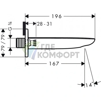 Излив для ванны Hansgrohe PuraVida 196 мм (белый/хром) (15412400) - фото 2