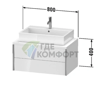 Подвесная тумба Duravit XViu 800 мм с 2 ящиками, цвет шампань мат/белый глянец (XV59170B122) - фото 2