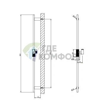 Дизайнерская штанга для душа Gessi Anello Black XL (63485#299) - фото 2