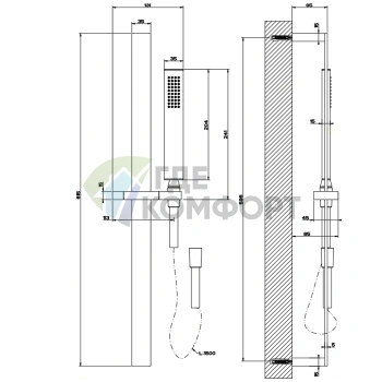 Душевая стойка Gessi Rettangolo с ручным душем в хромированном исполнении (20145#031) - фото 2