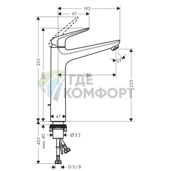 Смеситель для раковины Hansgrohe Novus однорычажный, хром (71123000) - фото 2