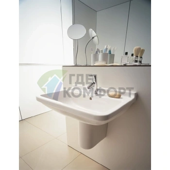 Раковина Duravit Starck 3 450x320 мм белая с отверстием под смеситель и переливом (750450000) - фото 2