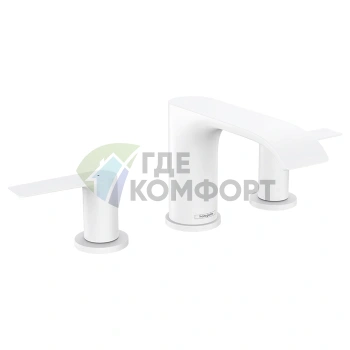 Смеситель для раковины HANSGROHE VIVENIS на 3 отверстия с донным клапаном — белый матовый (75033700) - фото 1