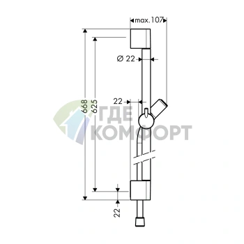 Штанга для душа HG Unica C 65 см с гибким шлангом, хром (27611000) - фото 2