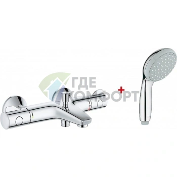 Комплект для ванной Grohe Grohtherm 800 с термостатом и душевой лейкой Tempesta New 100 - фото 1
