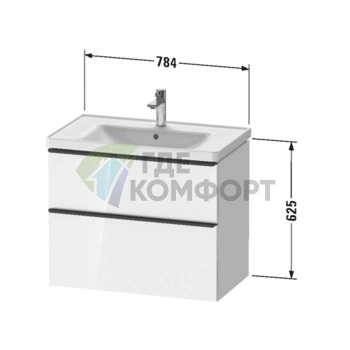 Подвесная тумба Duravit D-Neo с 2 ящиками, 784x452x625 мм, белый матовый, для раковины (DE435501818) - фото 2