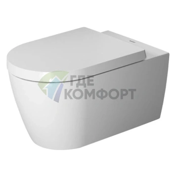 Подвесной унитаз Duravit Me by Starck с технологией Rimless и сиденьем с мягким закрыванием (252909+002009)) - фото 1