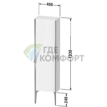 Подвесной шкаф Duravit XViu 1330 мм, белый глянцевый/champagne matt (петли слева) (XV1315LB122) - фото 2
