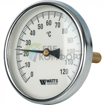 Термометр биметаллический 100 мм 1/2, 120 C с погружной гильзой 100 мм Watts F+R801 OR