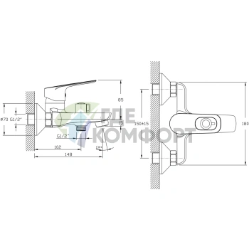 Смеситель для ванны с душем Rush Edge ED7735-44 - фото 2