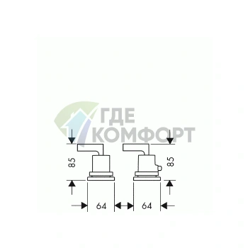 Термостатический смеситель для ванны AX Citterio, накладной монтаж, 2 выхода, хром (39482000) - фото 2