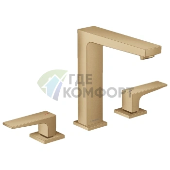 Смеситель для раковины Hansgrohe Metropol 160, 3-отв., шлифованная бронза (32515140) - фото 1