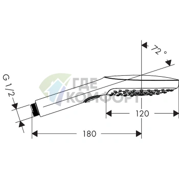 Ручной душ HG Raindance Select 120 Air с технологией 3jet RainAir и EcoSmart, хром (26521000) - фото 2