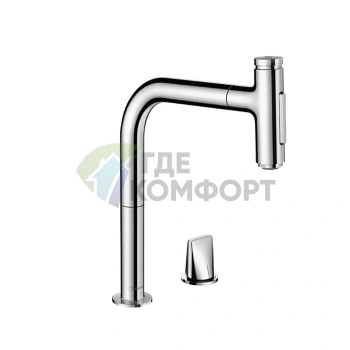 Кухонный смеситель Hansgrohe Metris M71 с выдвижным душем и поворотным изливом (73818000) - фото 1