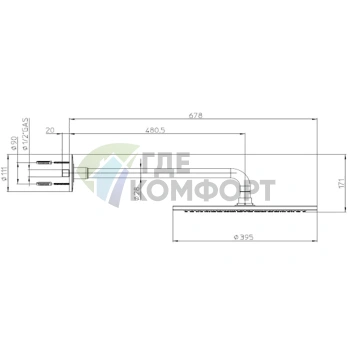 Душевая лейка BOSSINI DREAM-OKI 400 мм с держателем, хром (H75360J.030) - фото 2