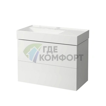 Тумба под раковину Laufen Kartell 810338 с 2 ящиками и полкой, 880x450x600 мм, белый матовый (4.0761.8.033.640.1) - фото 1