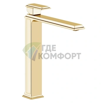 Смеситель для раковины Gessi Eleganza высокий без донного клапана в шлифованном золоте (46004#087) - фото 1