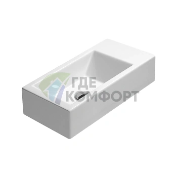 Раковина GSI Kube накладная белая 50x25 см без перелива и отверстия под смеситель - фото 1