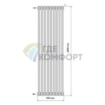 Радиатор стальной трубчатый Purmo Delta Laserline AB 2180 1800х450 9 секций с боковой подводкой - фото 3