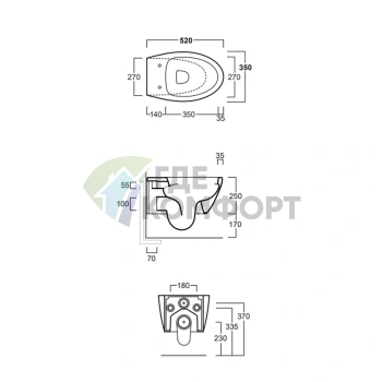 Подвесной унитаз Simas Lft Spazio безободковый 52x35 см, белый матовый, без комплекта крепления (LFT18 bi matt rimless) - фото 2