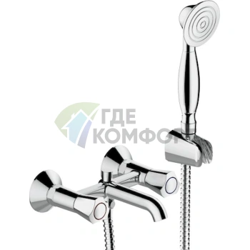 Смеситель для ванны с душем Bravat Duo F6133186CP-B-RUS в цвете шампань - фото 1