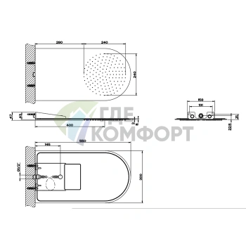 GESSI Tremillimetri Настенная душевая система 300x550 мм в цвете Steel Brushed (33071#239) - фото 2