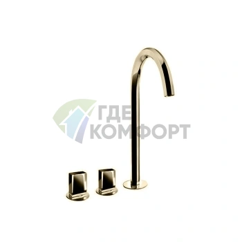 Смеситель для раковины Fantini Venezia с 3 отверстиями, излив 175 мм, цвет Matt British Gold (29 P6 N405SW) - фото 1