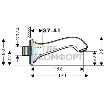 Смеситель для ванны Hansgrohe Metropol с изливом 159 мм, хром (13425000) - фото 2
