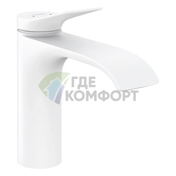 Смеситель для раковины HANSGROHE VIVENIS однорычажный с донным клапаном, белый матовый (75020700) - фото 1